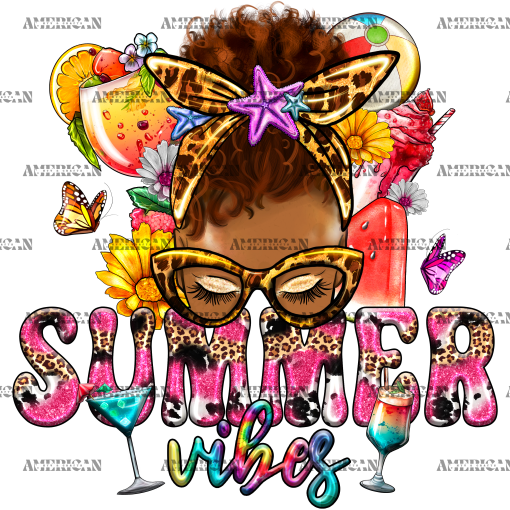 Summer Vibes Messy Bun DTF Transfer