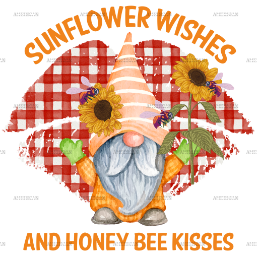 Sunflower Wishes Honey Bee Kisses DTF Transfer