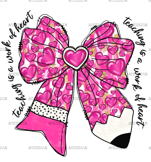 Teacher Pencil Bow DTF Transfer