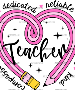 Teacher Pencil Heart DTF Transfer