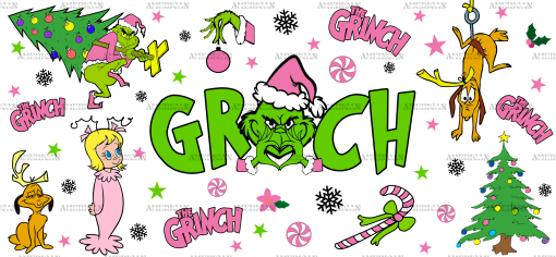 The Pink Grinch UV DTF Transfer