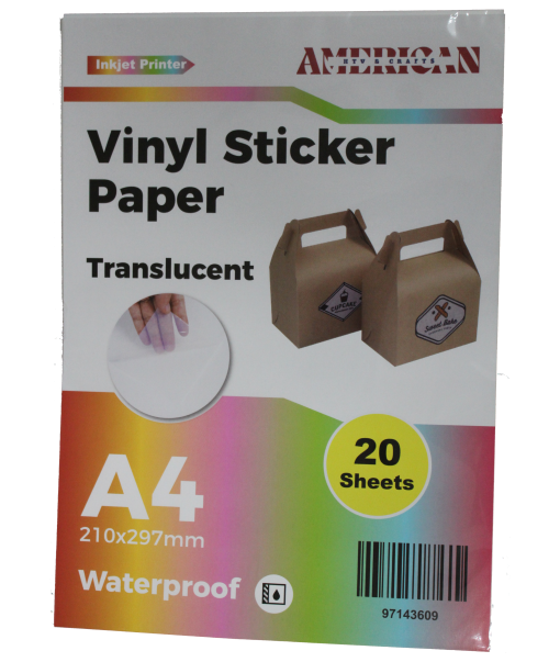 A4 Waterproof Translucent Vinyl Sticker Paper For Inkjet Printer 20 Sheets