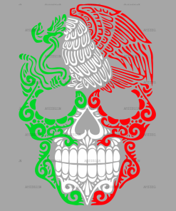 Tri Color Skull Dtf Transfer