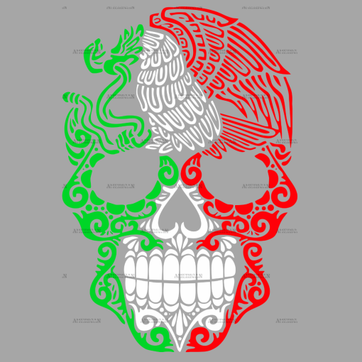 Tri Color Skull Dtf Transfer