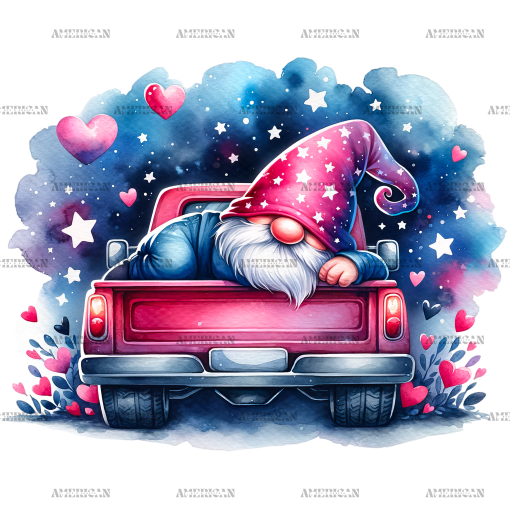 Valentine Gnomie Truck-10 DTF Transfer