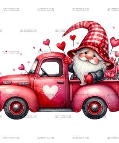 Valentine Gnomie Truck-11 DTF Transfer