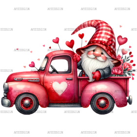 Valentine Gnomie Truck-11 DTF Transfer