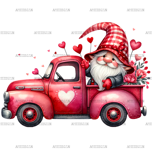 Valentine Gnomie Truck-11 DTF Transfer