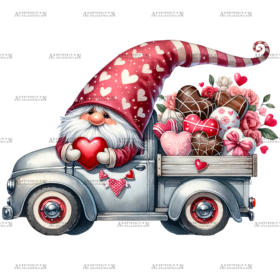 Valentine Gnomie Truck-12 DTF Transfer