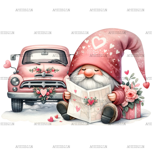 Valentine Gnomie Truck-5 DTF Transfer