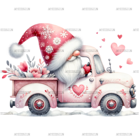 Valentine Gnomie Truck-7 DTF Transfer