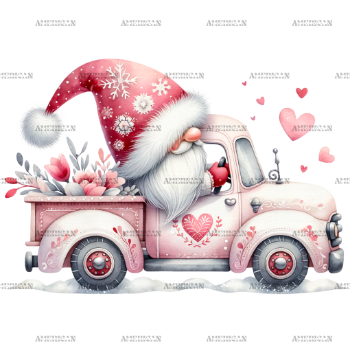Valentine Gnomie Truck-7 DTF Transfer
