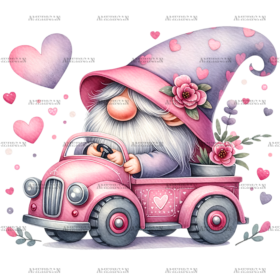 Valentine Gnomie Truck-9 DTF Transfer