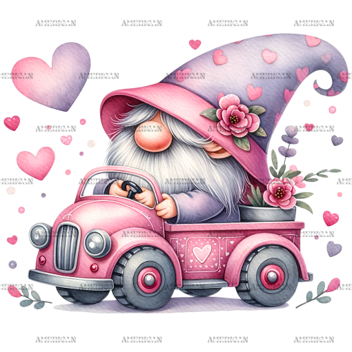 Valentine Gnomie Truck-9 DTF Transfer