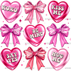 Valentine Heart Bows-3 DTF Transfer