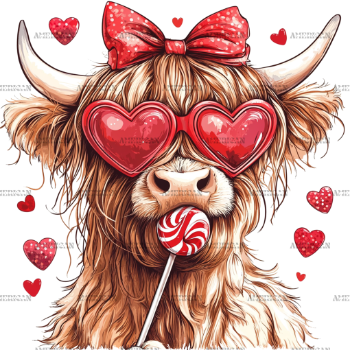 Valentine Highland Cow-1 DTF Transfer