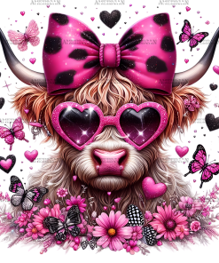 Valentine Highland Cow-2 DTF Transfer