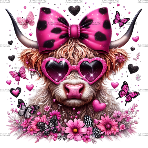 Valentine Highland Cow-2 DTF Transfer
