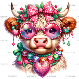 Valentine Highland Cow-3 DTF Transfer