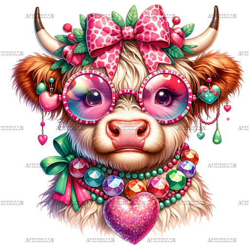 Valentine Highland Cow-3 DTF Transfer