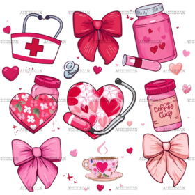 Valentine Nurse Bows DTF Transfer