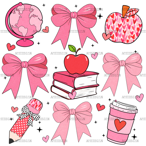 Valentine Teacher Bows DTF Transfer