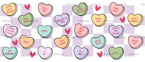 Valentines Candy Checkered UV DTF Transfer