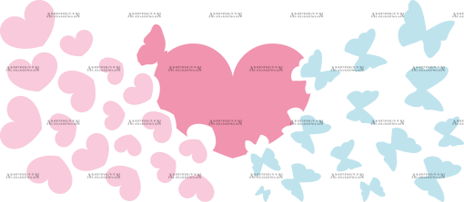 Valentines Day Heart And Butterfly UV DTF Transfer