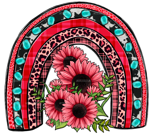 Valentines Sunflower Rainbow DTF Transfer