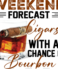 Weekend forcast cigars bourbon black DTF Transfer
