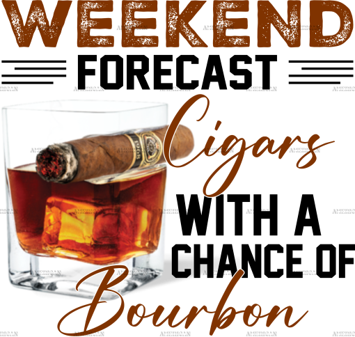 Weekend forcast cigars bourbon black DTF Transfer