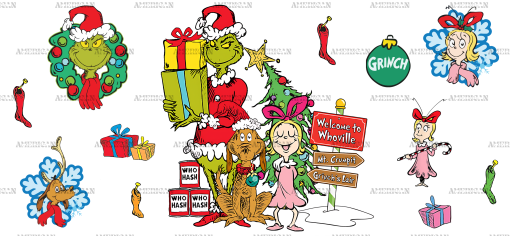 Whoville Grinch UV DTF Transfer