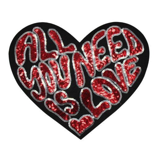 All You Need Is Love-Black Heart Patch (Large/Sequin)