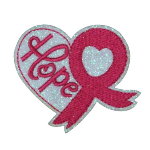 Breast Cancer Awareness Ribbon Heart Patch (Small/Embroidery)