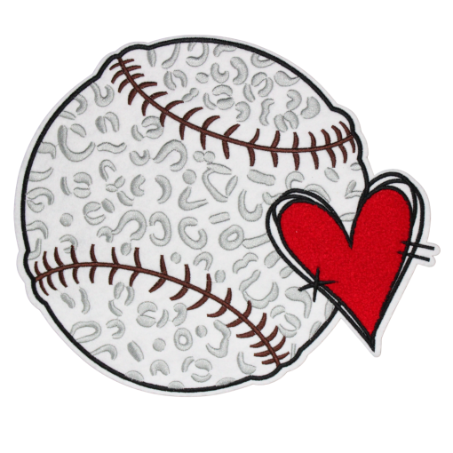 Baseball Red Heart Patch (Large/Embroidery)