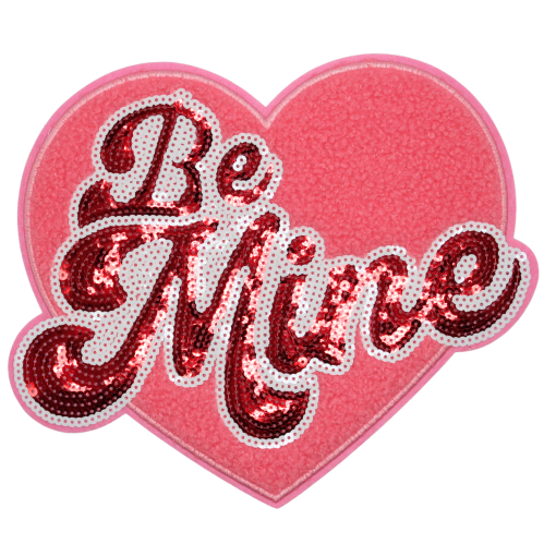 Be Mine Pink Heart Patch (Large/Chenille)