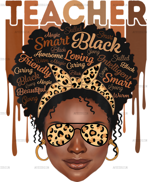 Black Women Teacher DTF Transfer