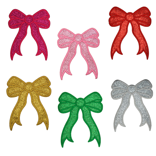 Side Bow Glitter Patch (Medium/Embroidery)