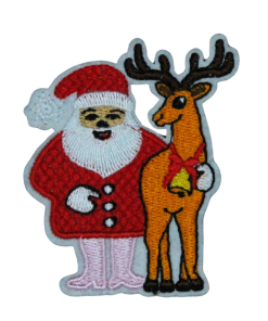 Santa Claus With Reindeer Patch (Small/Embroidery)