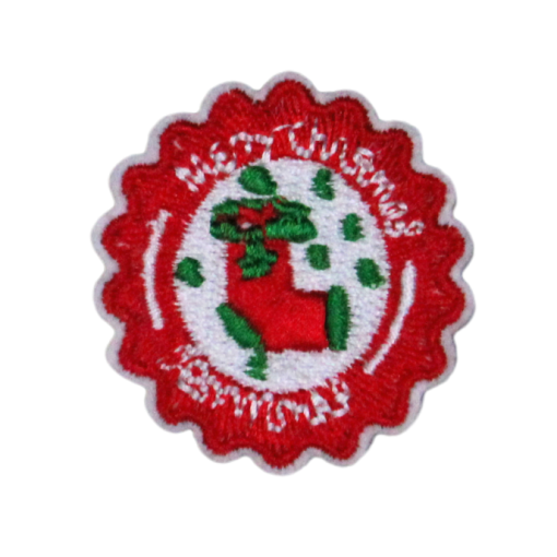 Merry Christmas Red Socks Patch (Small/Embroidery)
