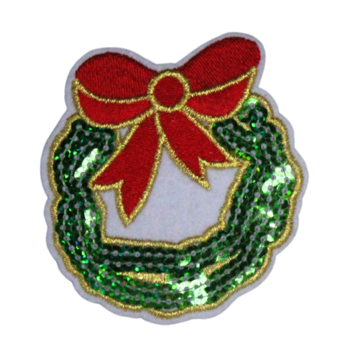 Christmas Garland With Red Bow Patch (Small/Embroidery)