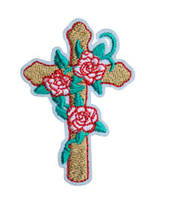 Cross With Roses Patch (Small/Embroidery)