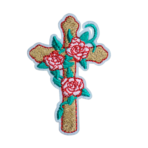 Cross With Roses Patch (Small/Embroidery)
