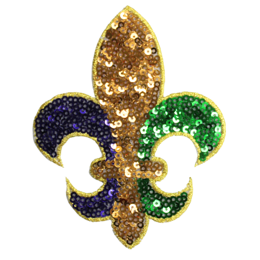 Mardi Gras Fleur De Lis Patch (Small/Sequin)