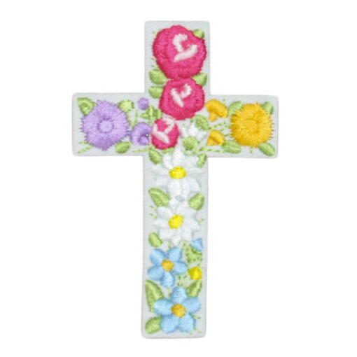 Floral Cross Patch (Small/Embroidery)