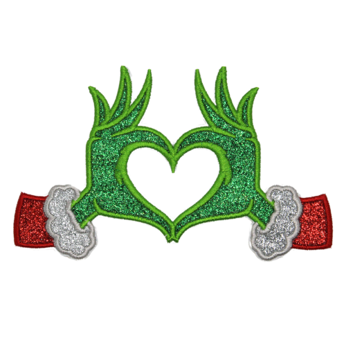 Grinchy Heart Hands Patch (Medium/Embroidery)