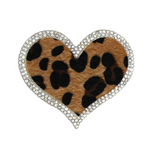Leopard Print Heart Rhinestone Patch - Image 2