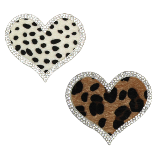 Leopard Print Heart Rhinestone Patch