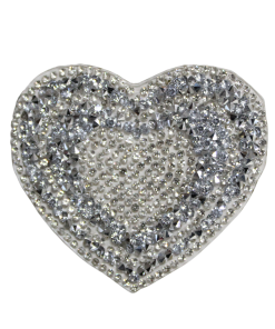 2.75 Inch Silver Heart Rhinestone Patch