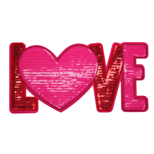 Love Pink Heart Patch (Large/Sequin)
